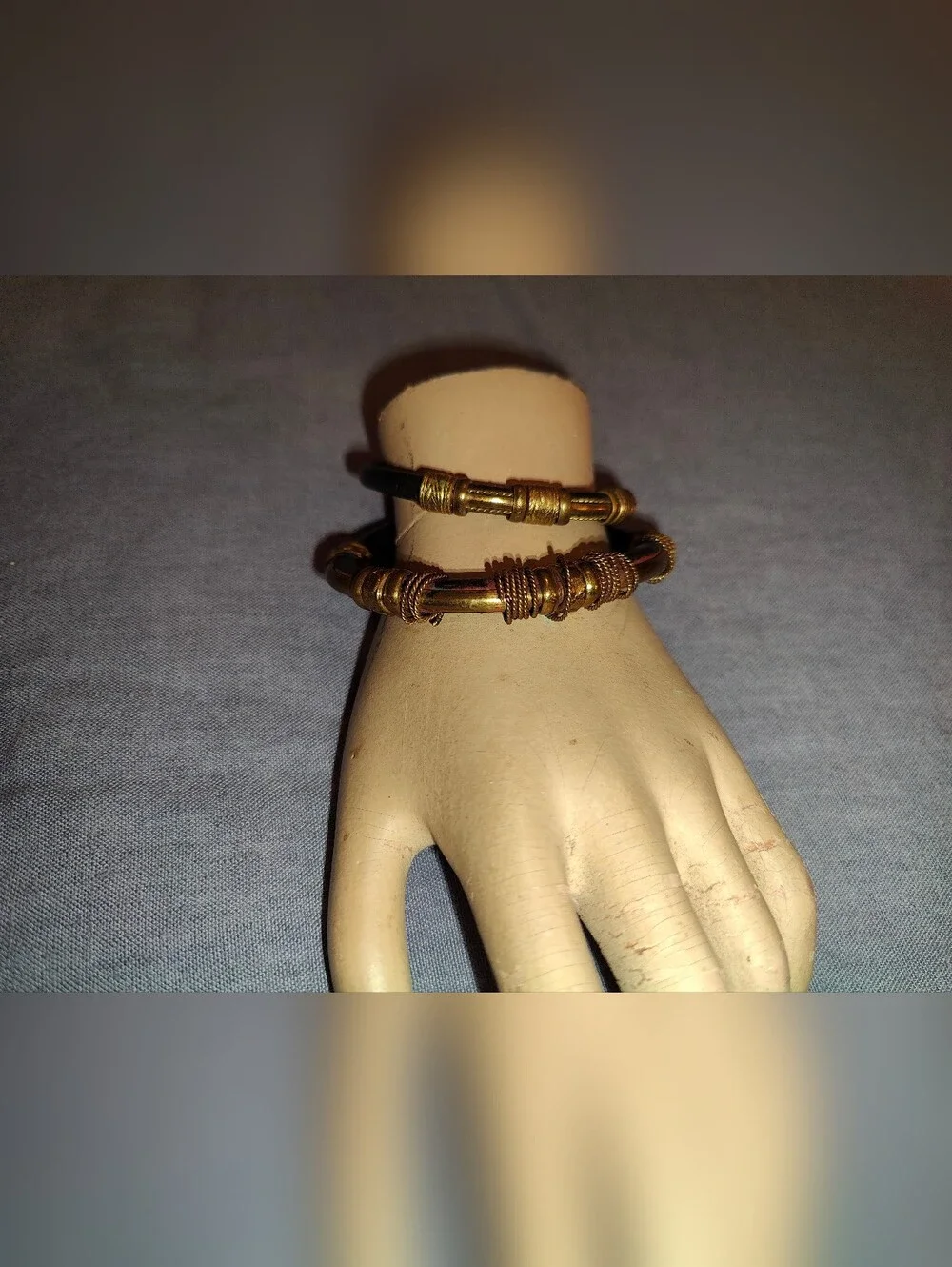 Vintage Rhodesian Horn & Brass Bracelet Pair Victoria Falls Provenance 60s 70s